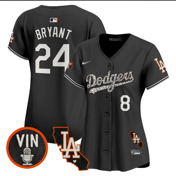 Women Los Angeles Dodgers 24 Bryant 2025 black Limited Stitched Jersey